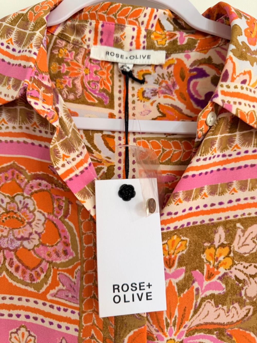 Rose & Olive Pink and Orange Floral Blouse - Picture 2 of 3